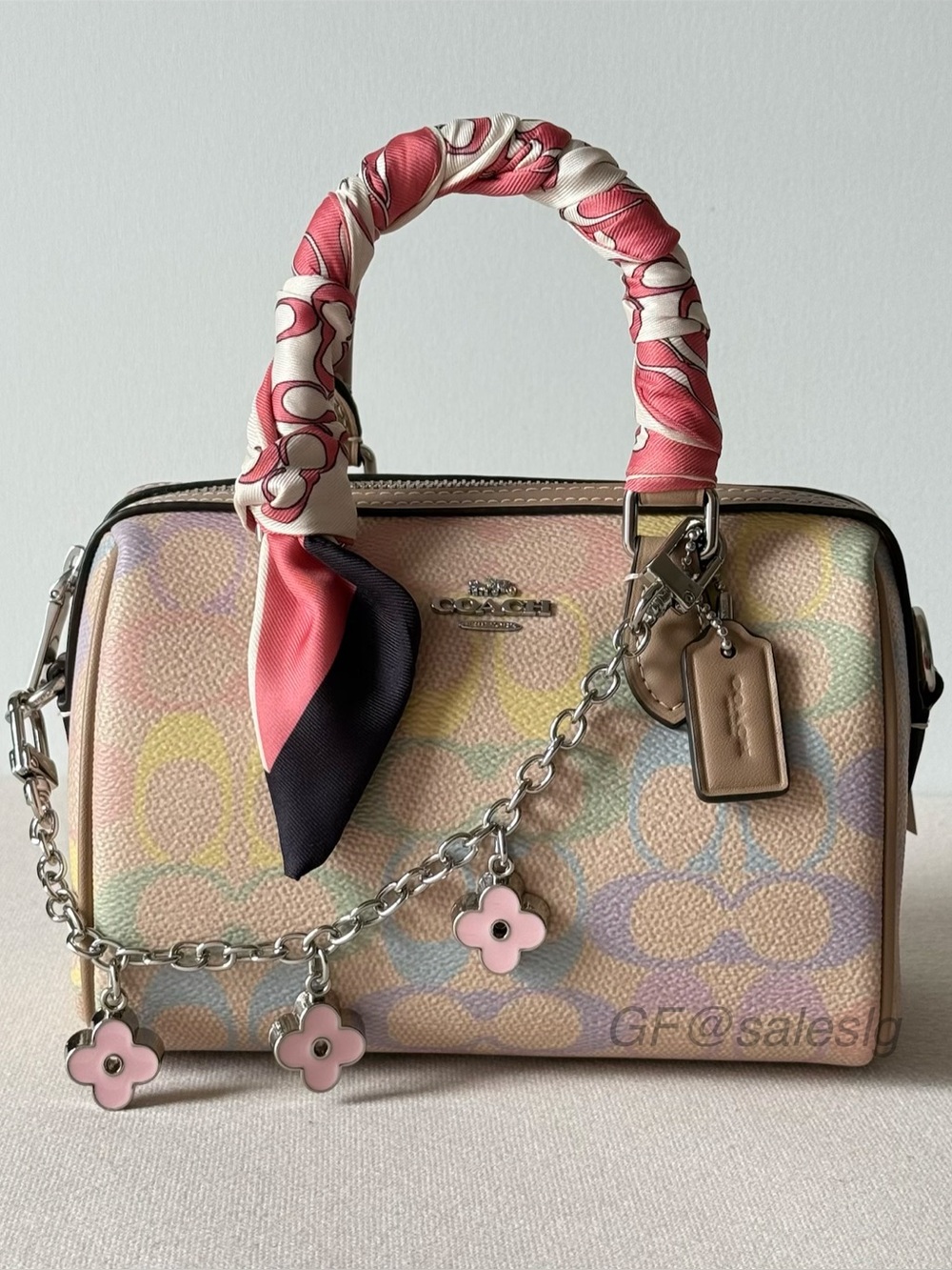 NWT Coach Mini Rowan Rainbow Signature Canvas CDC39 Crossbody Bag Styled Set
